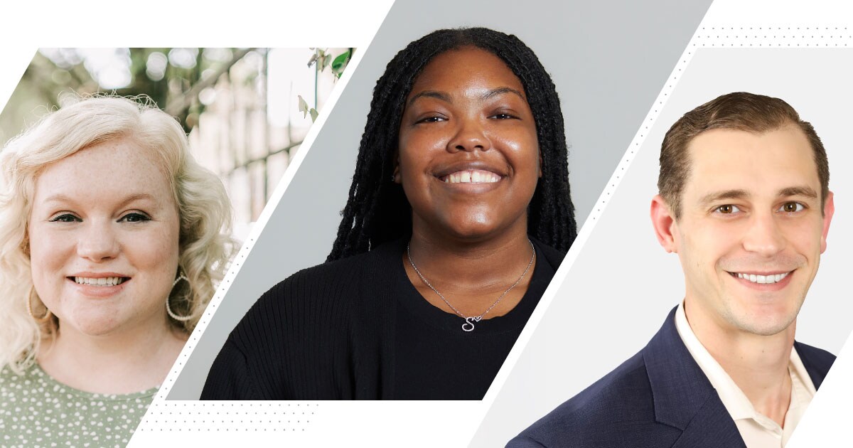 From left, Marissa T., Sourcing Analyst, Shontiana J., SLP Human Resources – Global Supply Management and Brian S., Sr. Sourcing Manager