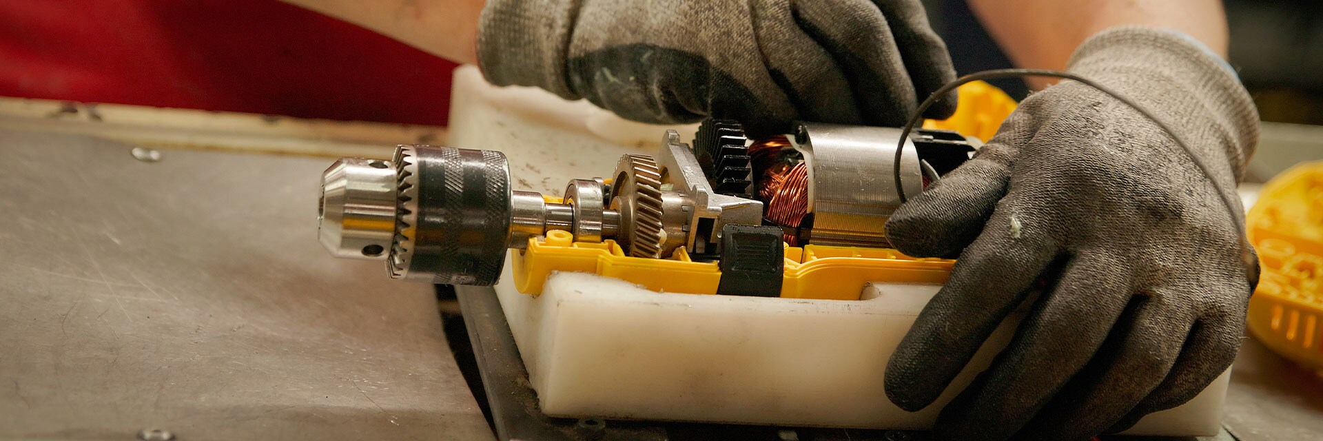 Disassembled tool on a table